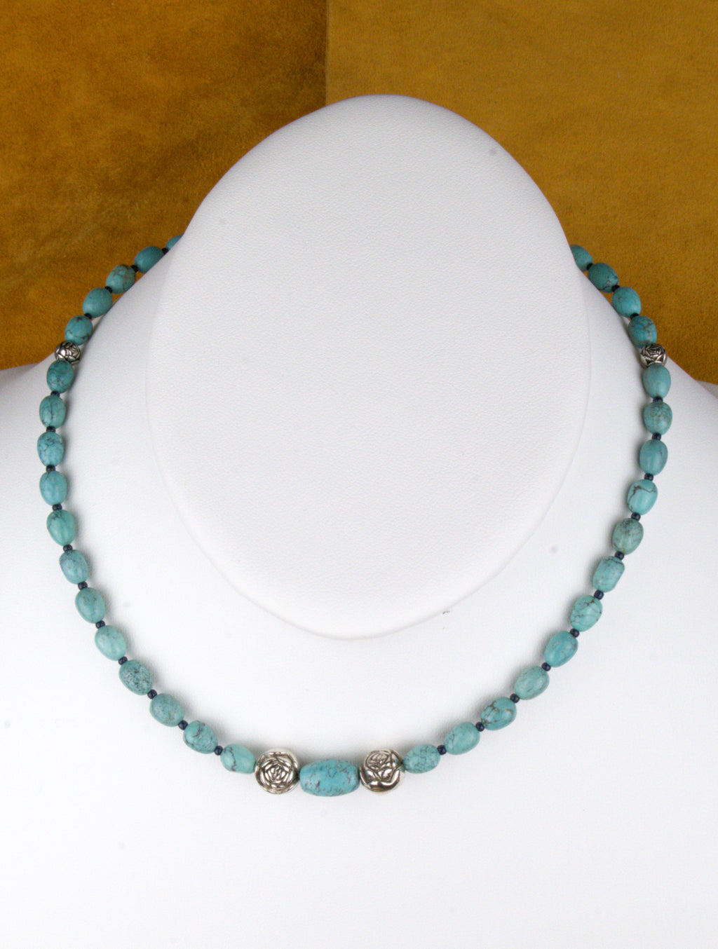 Turquoise Jewelry 17 and 1/2" Petite Choker Turquoise Necklace  NN56