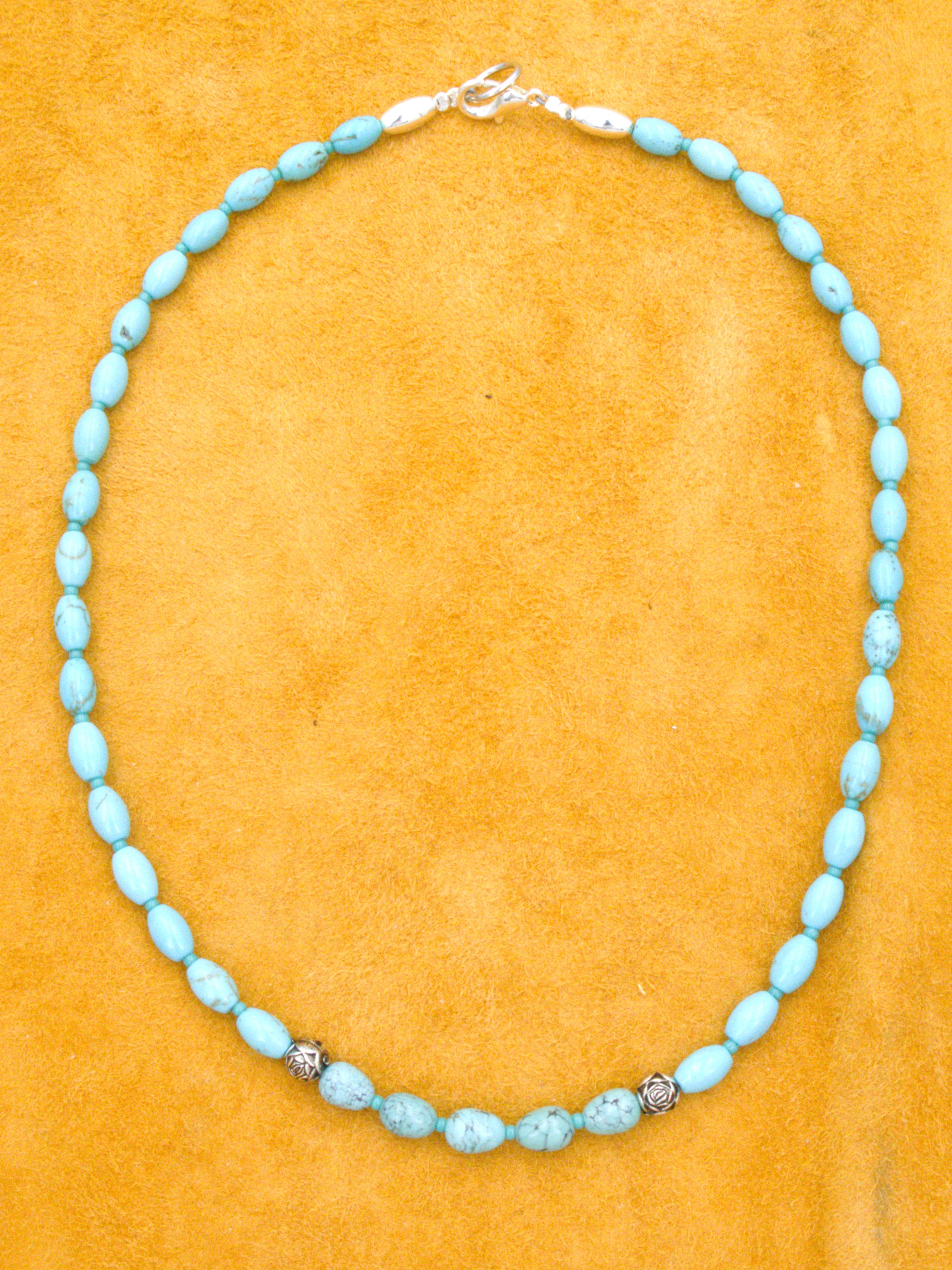 Petite Turquoise Choker Necklace 17 and 1/4"  NN70