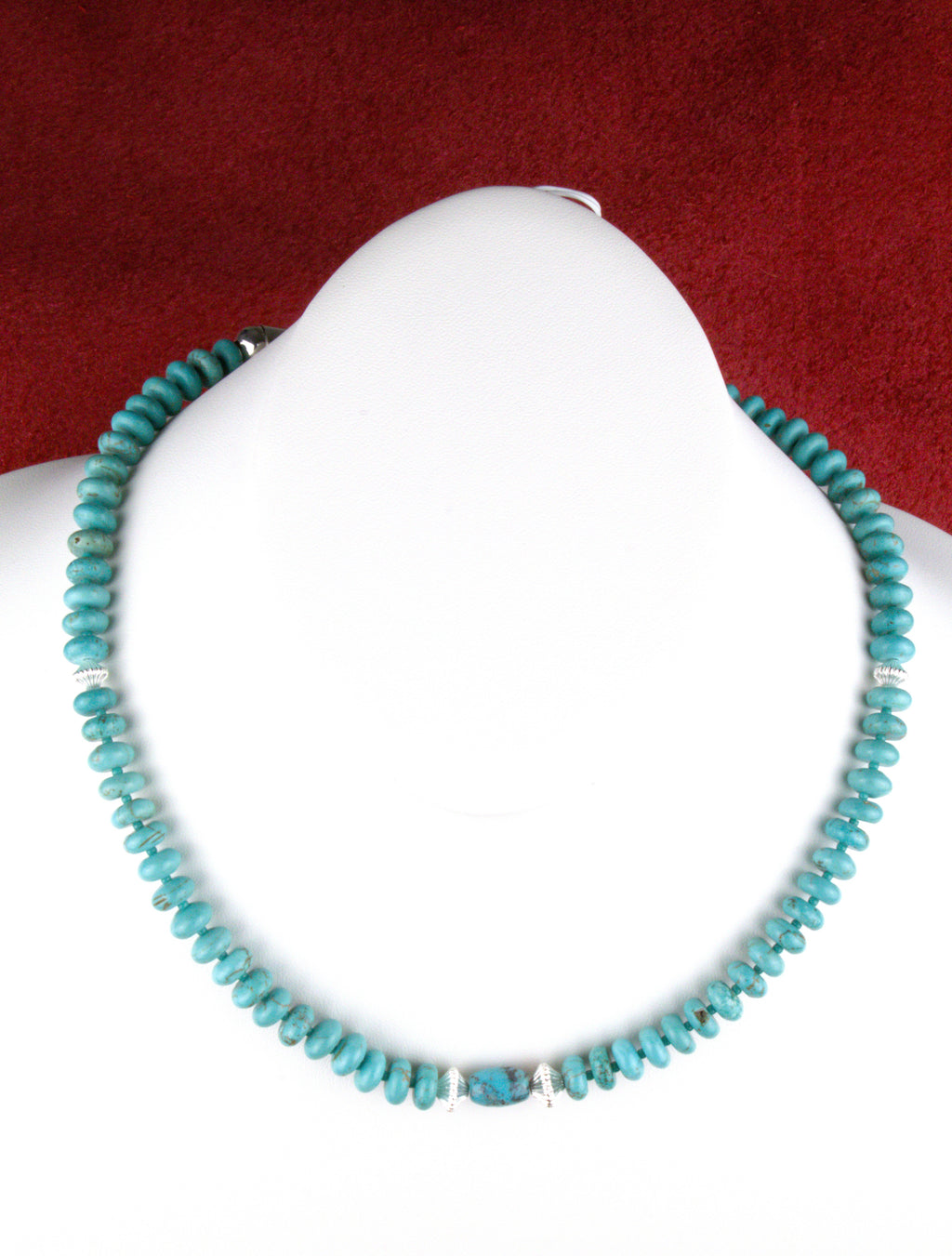Turquoise Rondel Necklace 20 and 1/2" One-of-a-Kind  NN75
