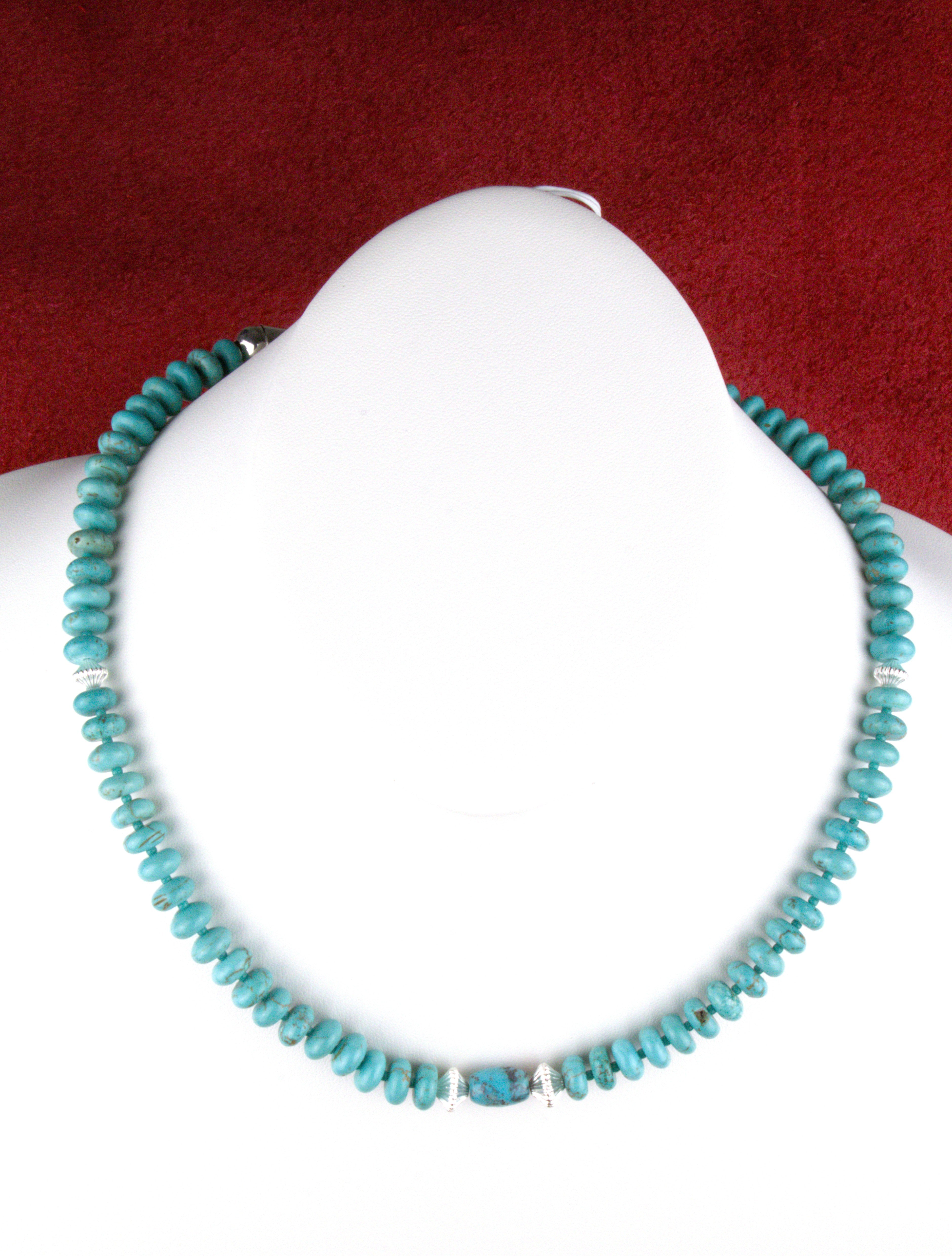 Turquoise Rondel Necklace 20 and 1/2" One-of-a-Kind  NN75