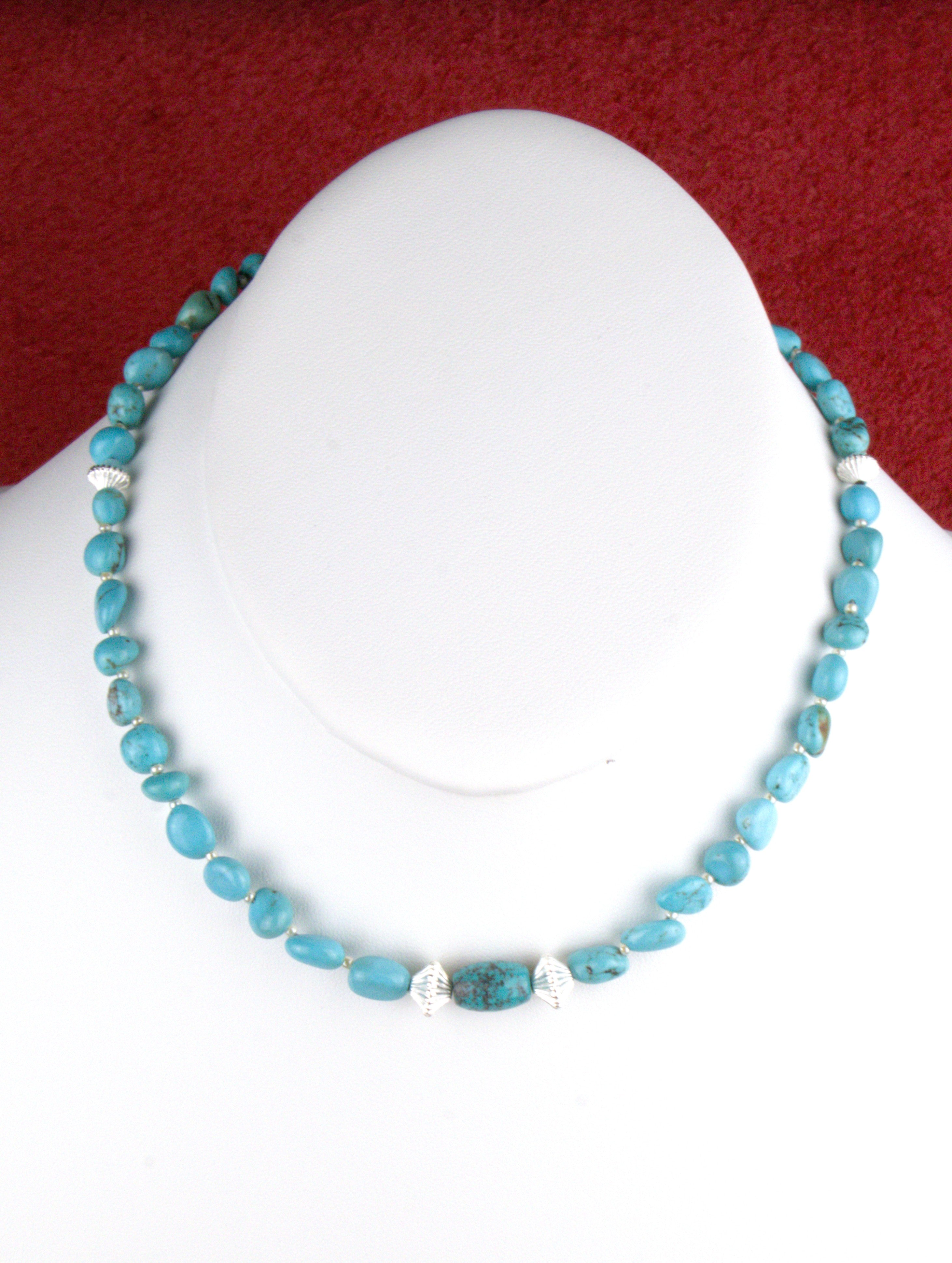 Turquoise Nugget 16 and 1/2" Choker Necklace