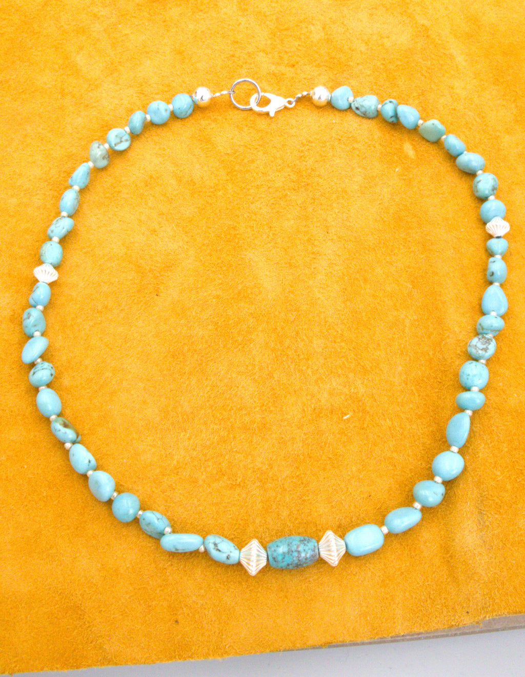 Turquoise Nugget 16 and 1/2" Choker Necklace