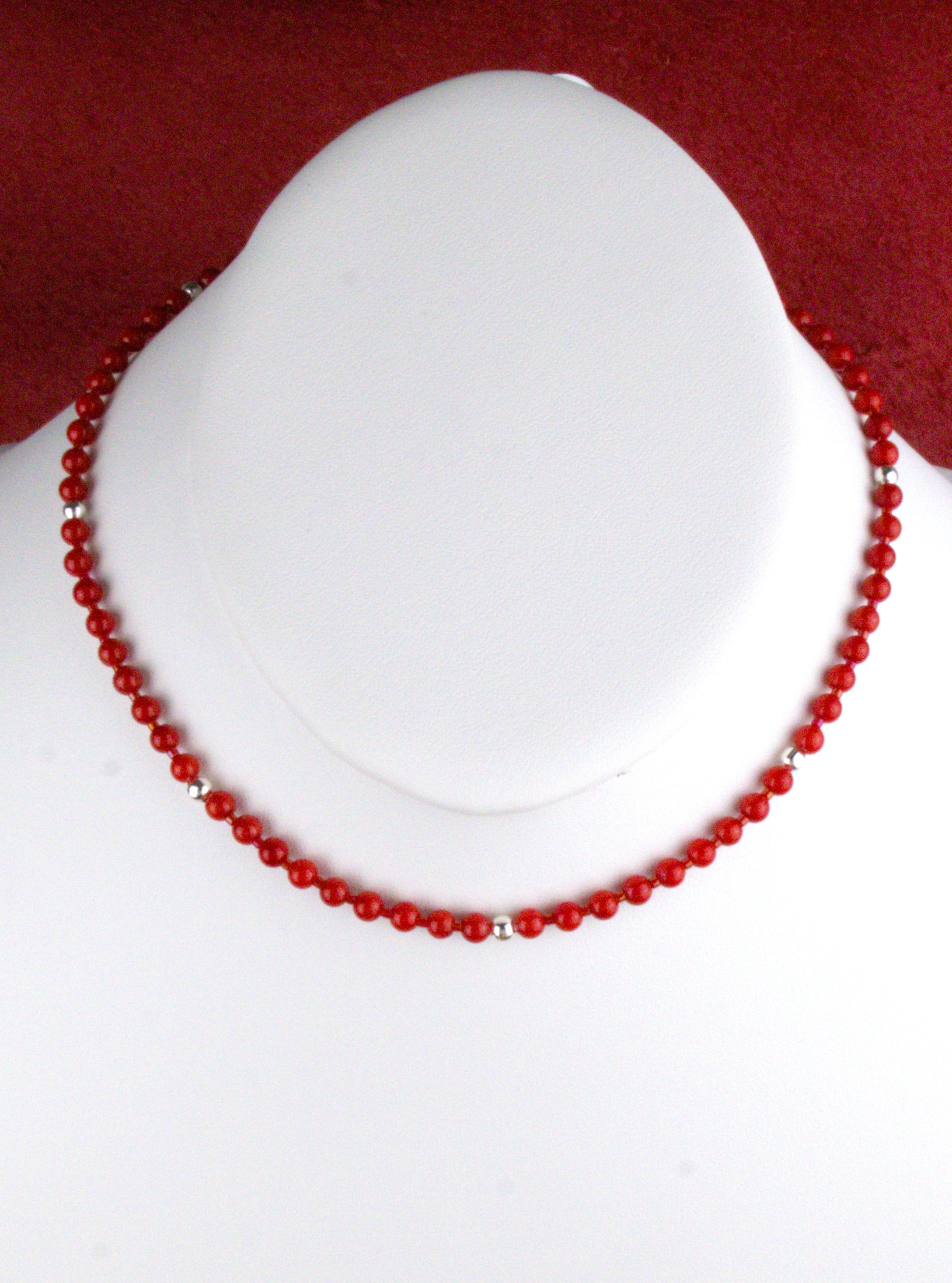 Petite Coral Choker Necklace 16"  NN88