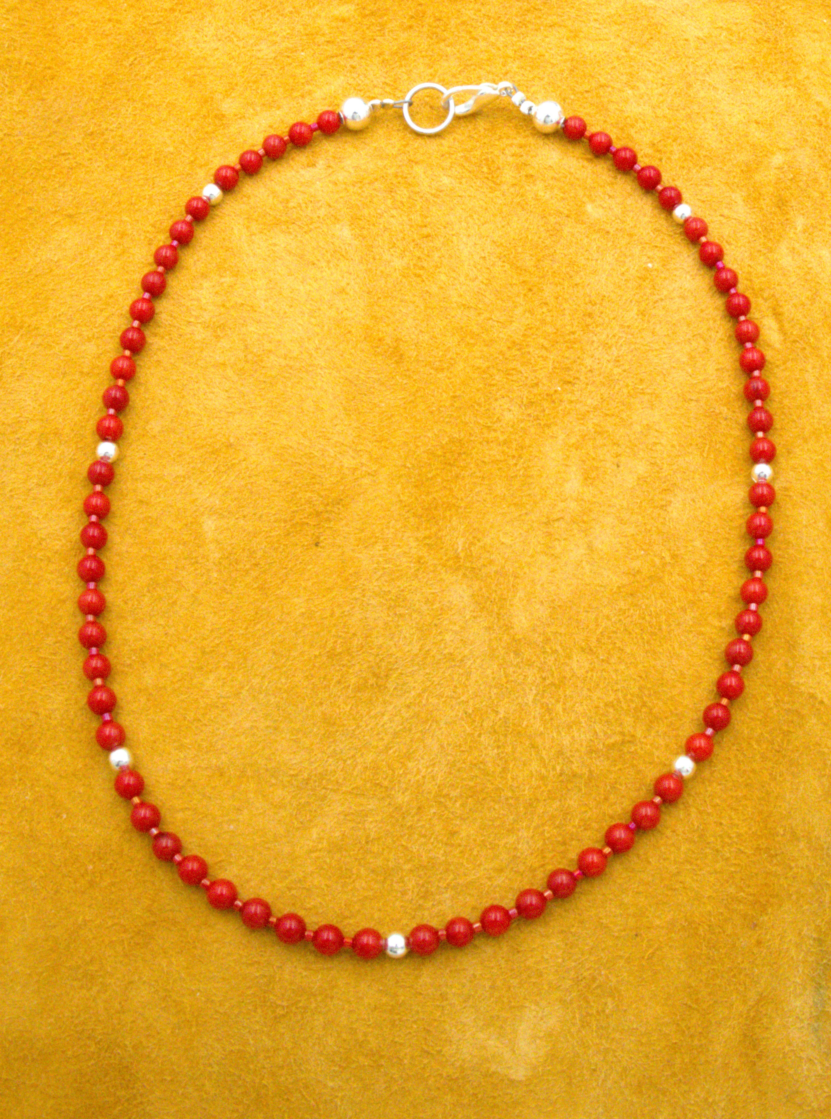Petite Coral Choker Necklace 16"  NN88