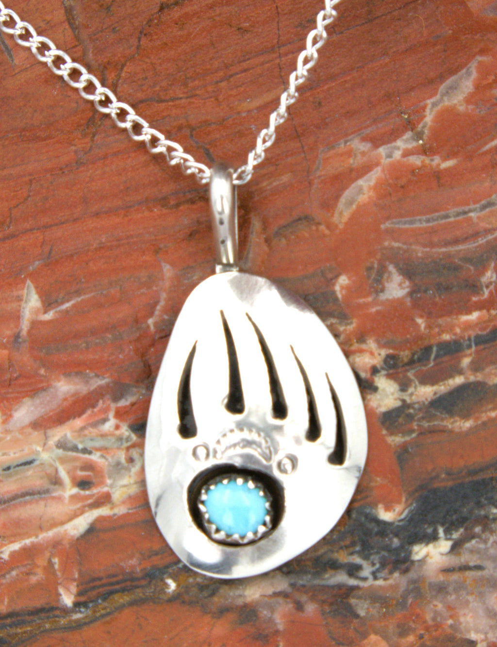 Large Bear Paw Pendant Earrings Turquoise Jewelry Set  EE01PE04