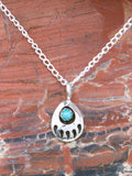 Native American small Bear Paw Turquoise Pendant PE05