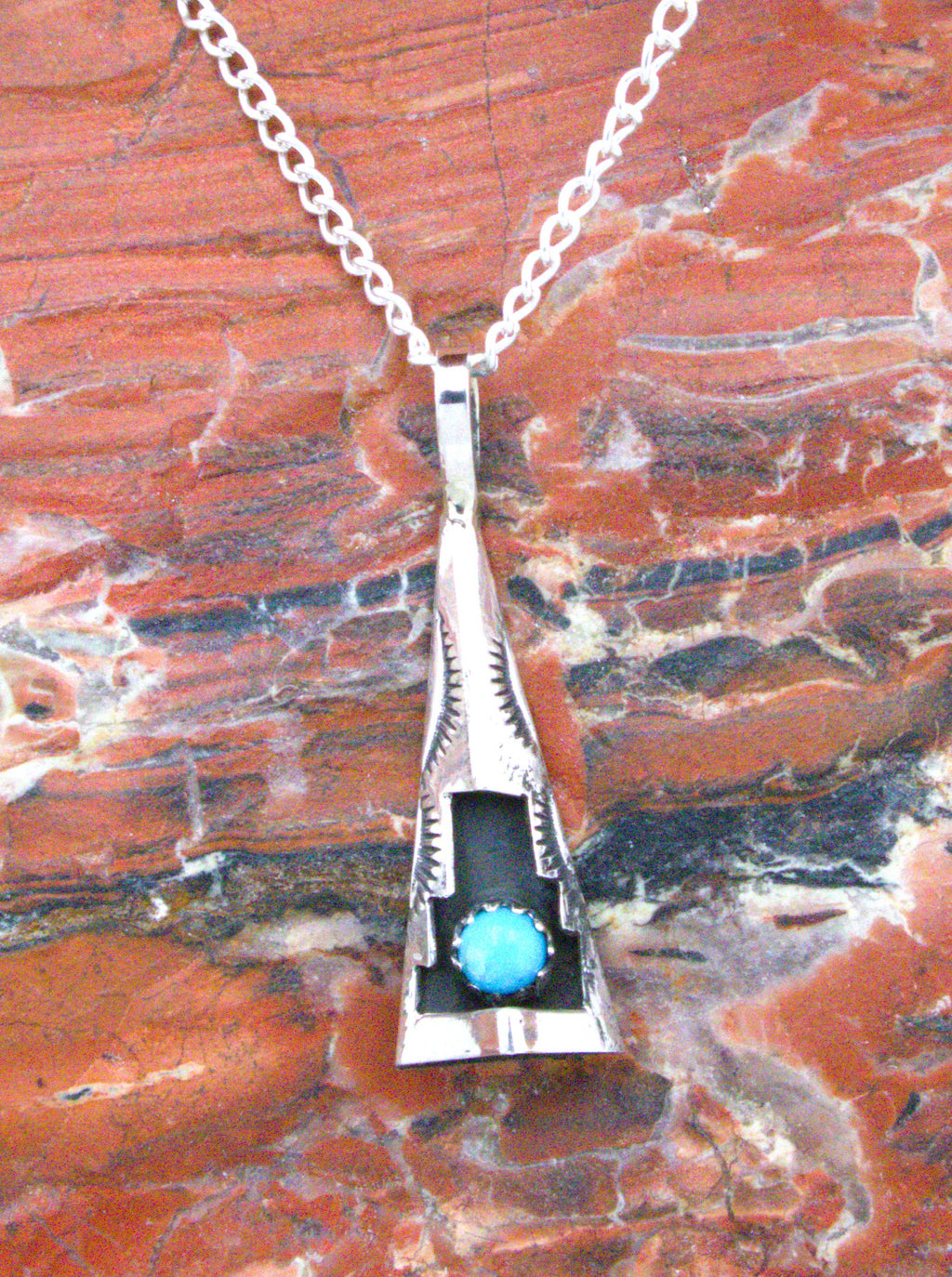 Native American Sterling Silver Turquoise Pendant