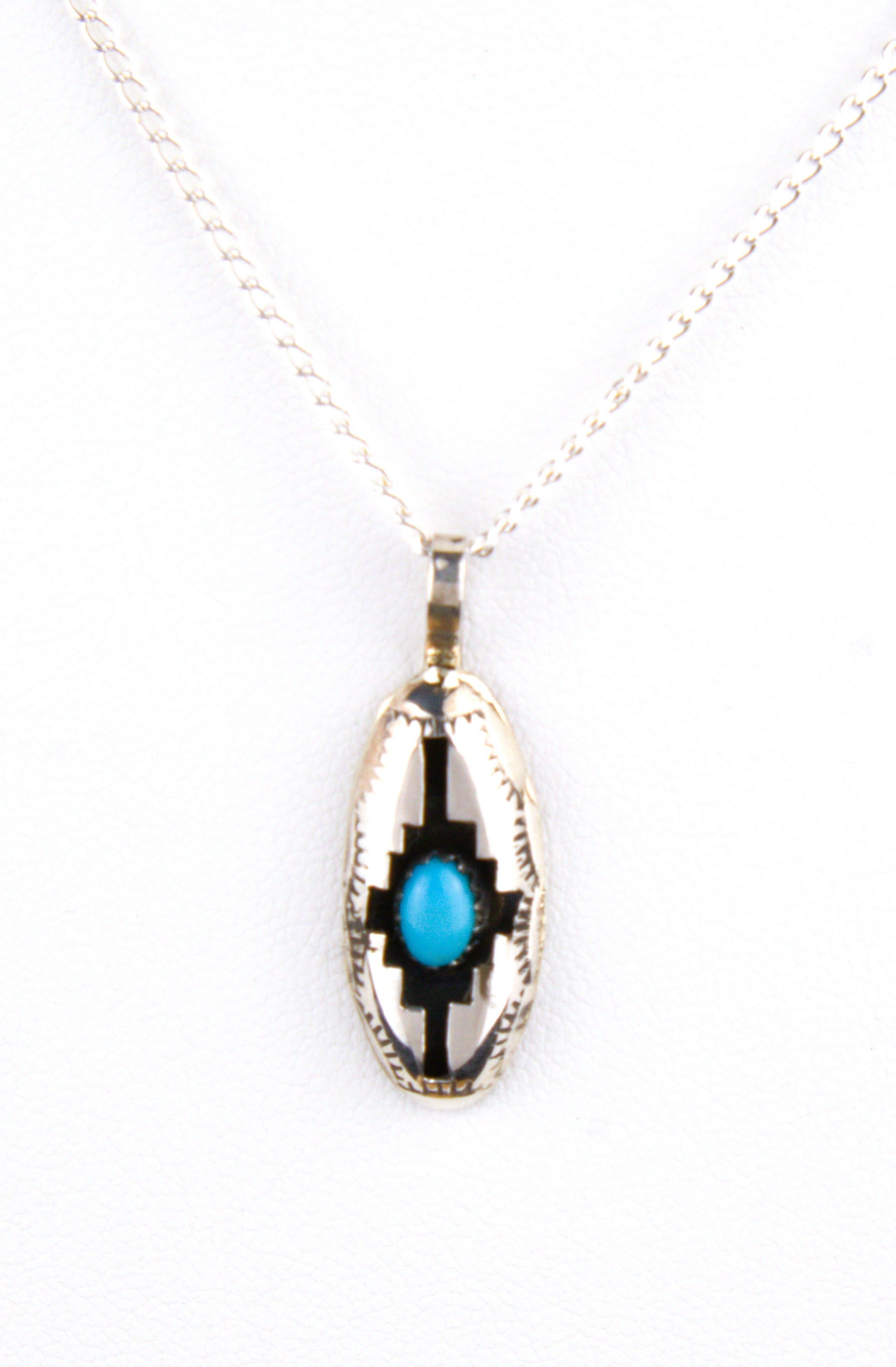 Native American Sterling Silver Turquoise Pendant