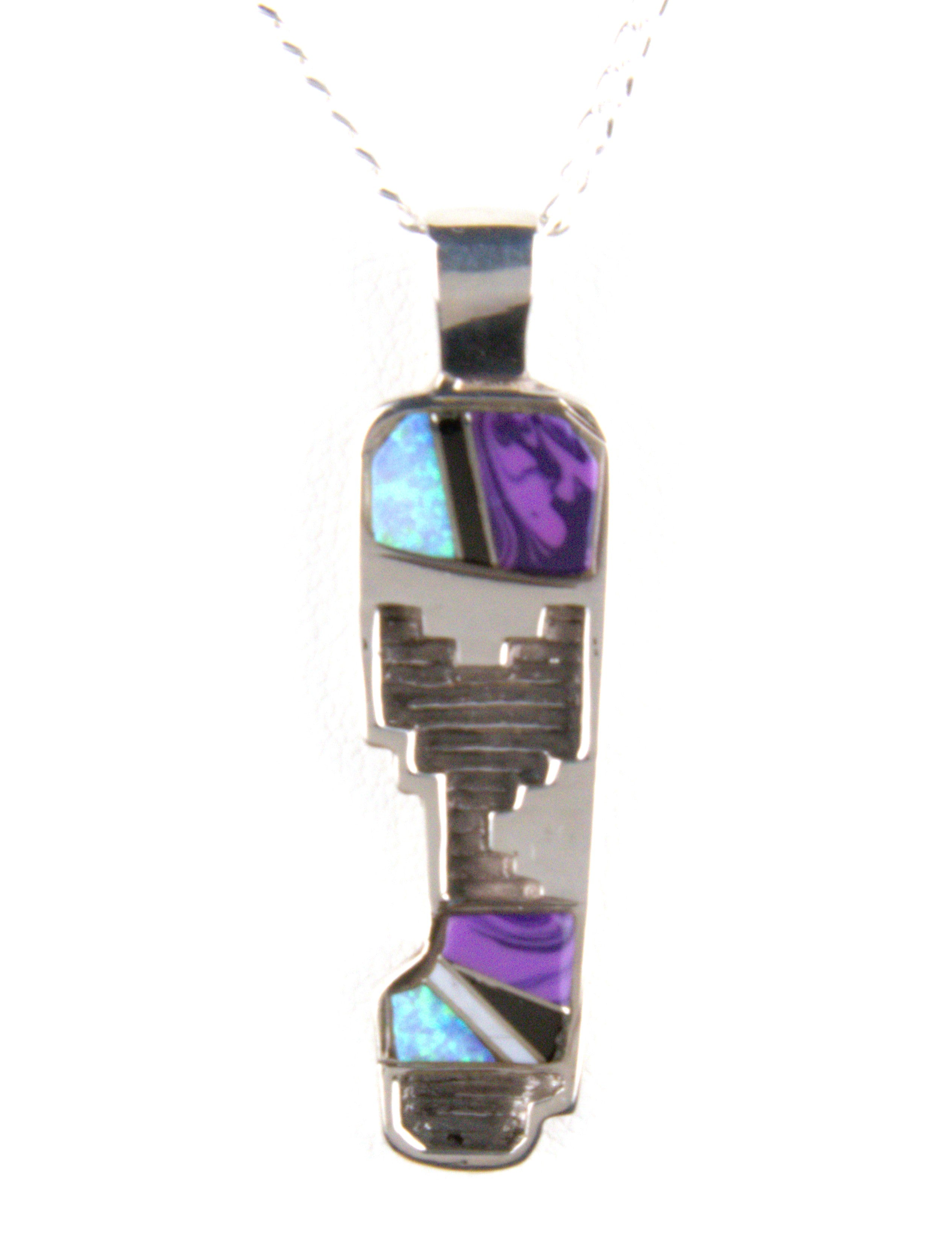 Sterling Silver Charolite Onyx Opal Southwestern Pendant PO01