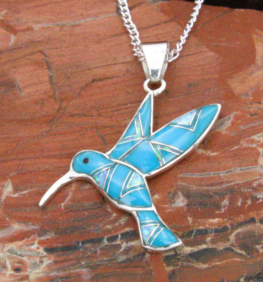 Turquoise Opal Hummingbird Pendant Earring Turquoise Jewelry Set  EOP3PO02