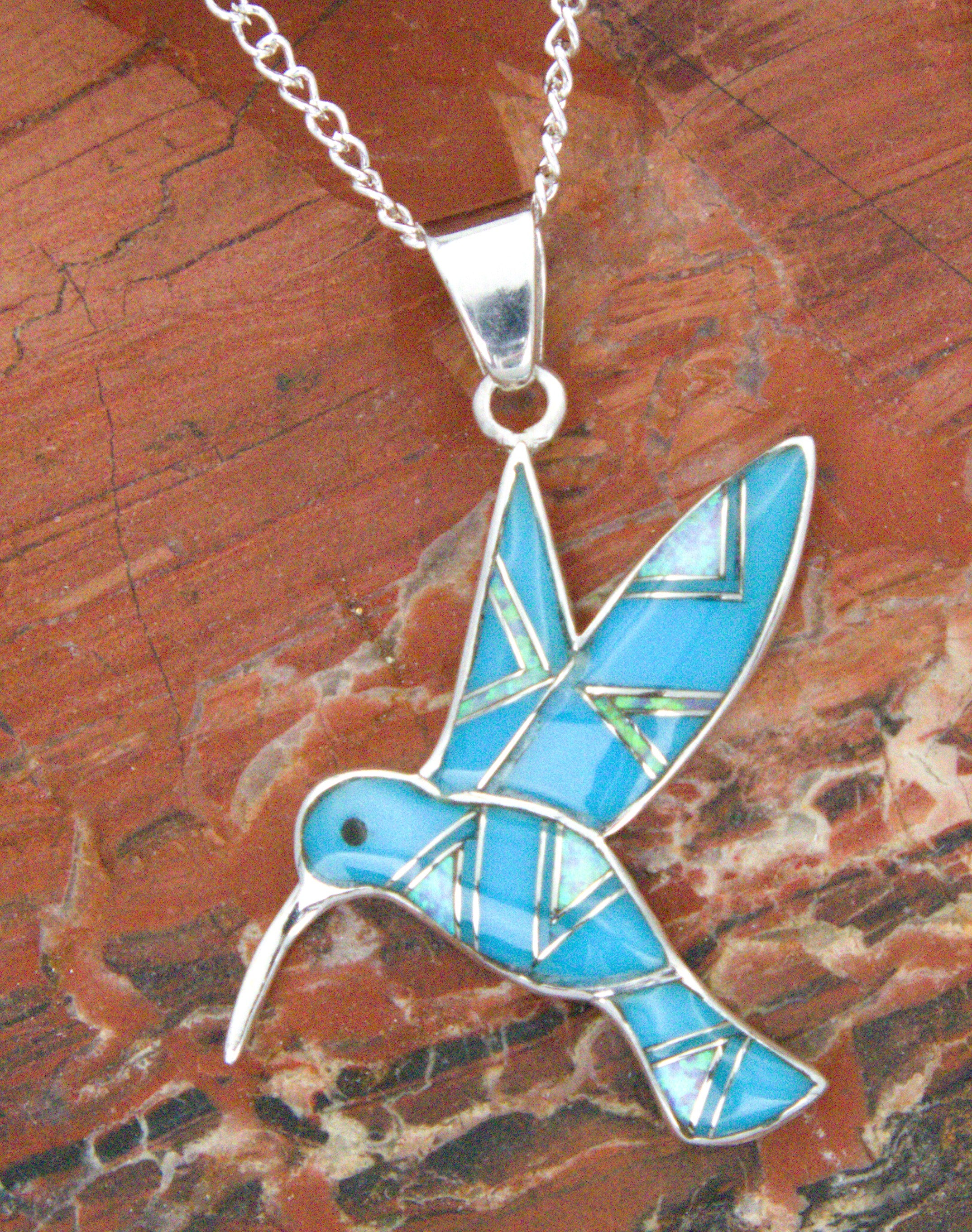 Turquoise Hummingbird Pendant PO02