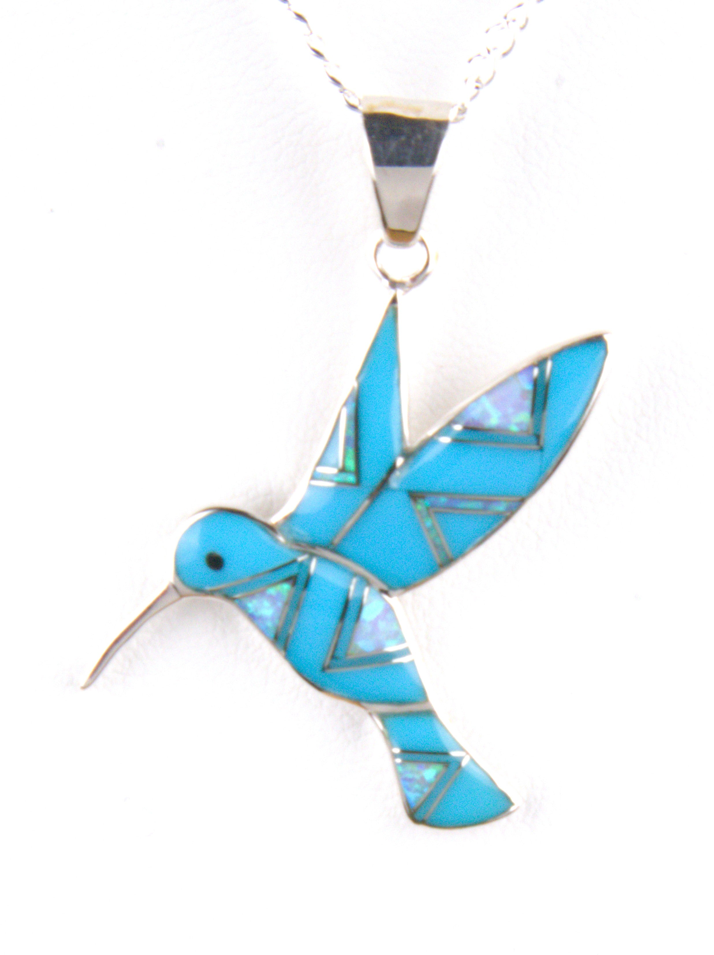 Turquoise Opal Hummingbird Pendant Earring Turquoise Jewelry Set  EOP3PO02