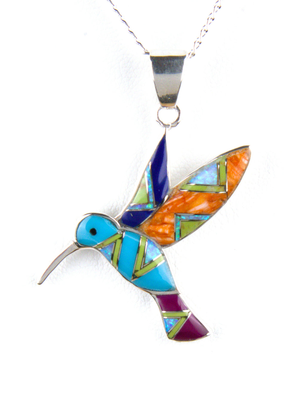 Turquoise Lapis Hummingbird Pendant PO03
