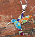 Turquoise Lapis Hummingbird Pendant PO03
