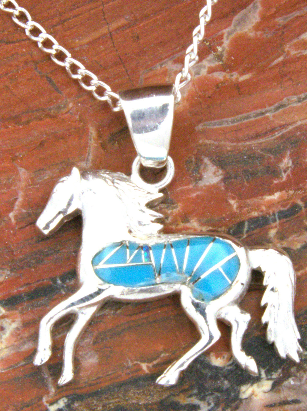 Turquoise Horse Dangle Earrings and Pendant Turquoise Jewelry Set EO11PO04