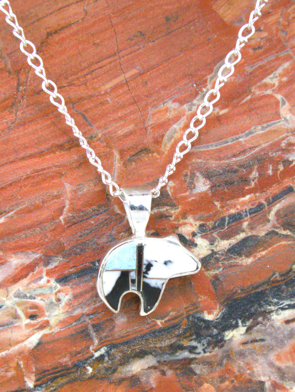 White Buffalo Bear Dangle Earrings Pendant Turquoise Jewelry Set