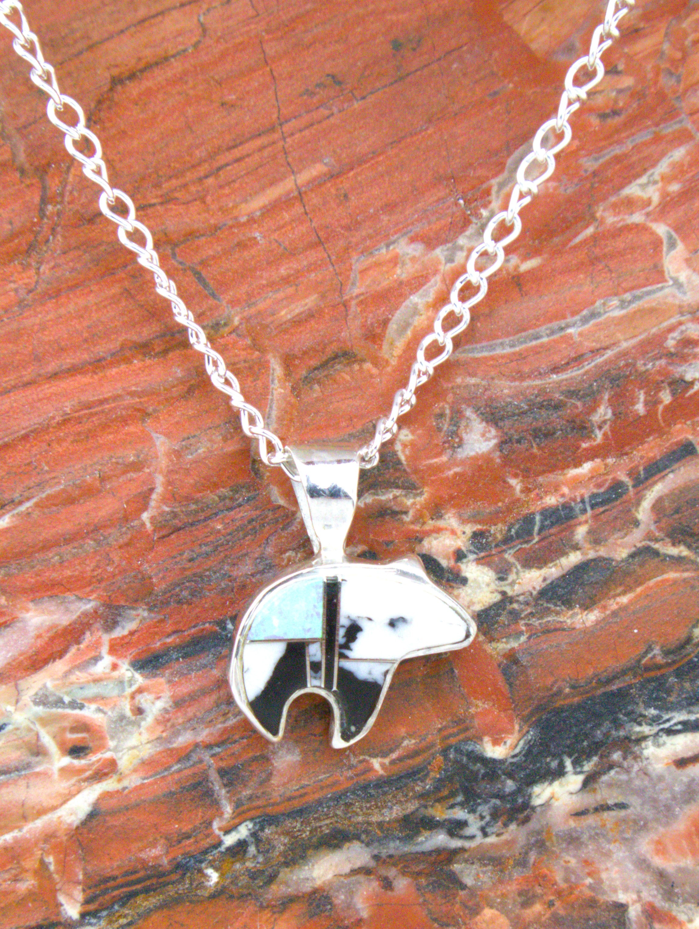 White Buffalo Bear Dangle Earrings Pendant Turquoise Jewelry Set