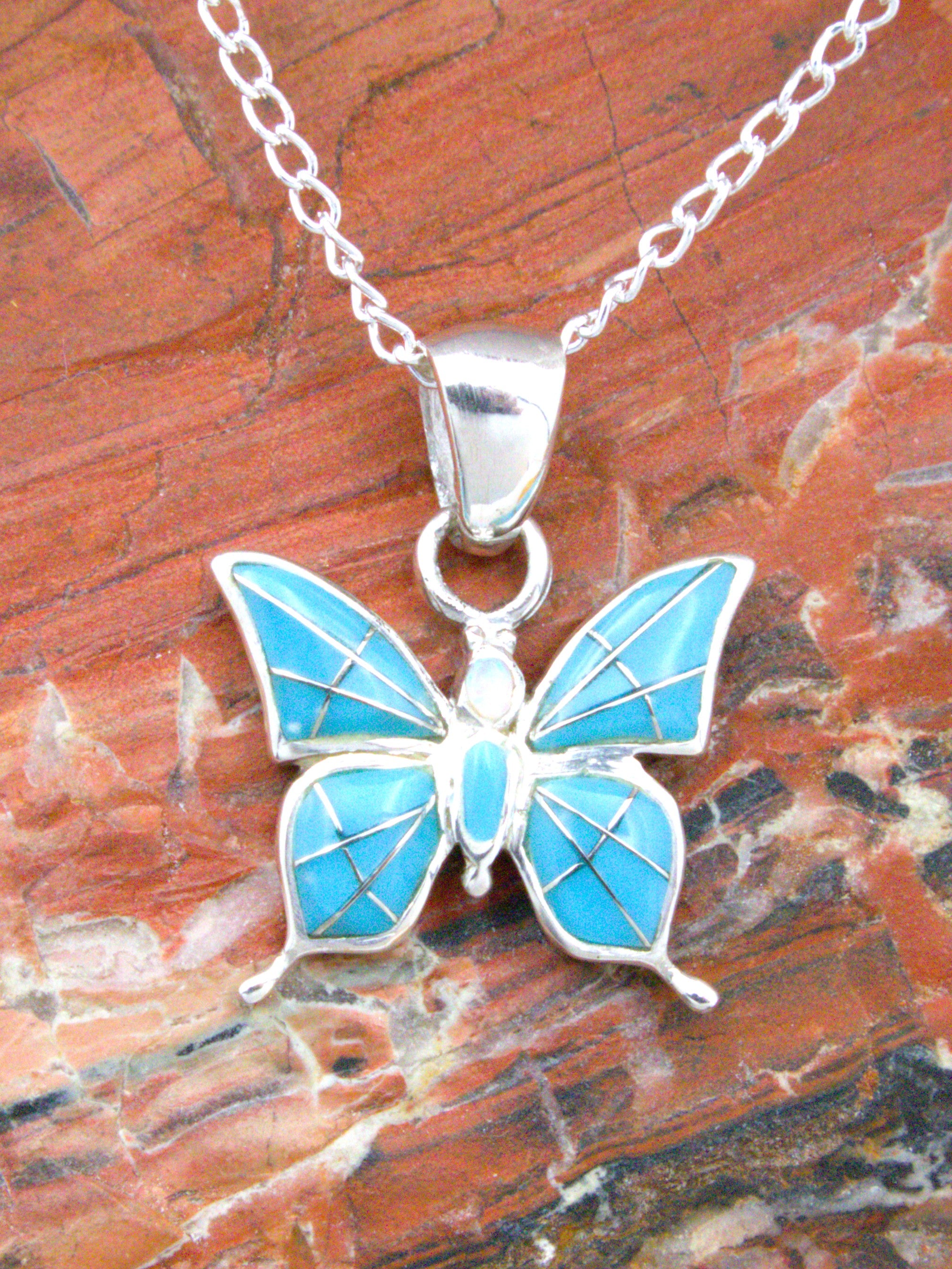 Turquoise Butterfly Pendant Necklace