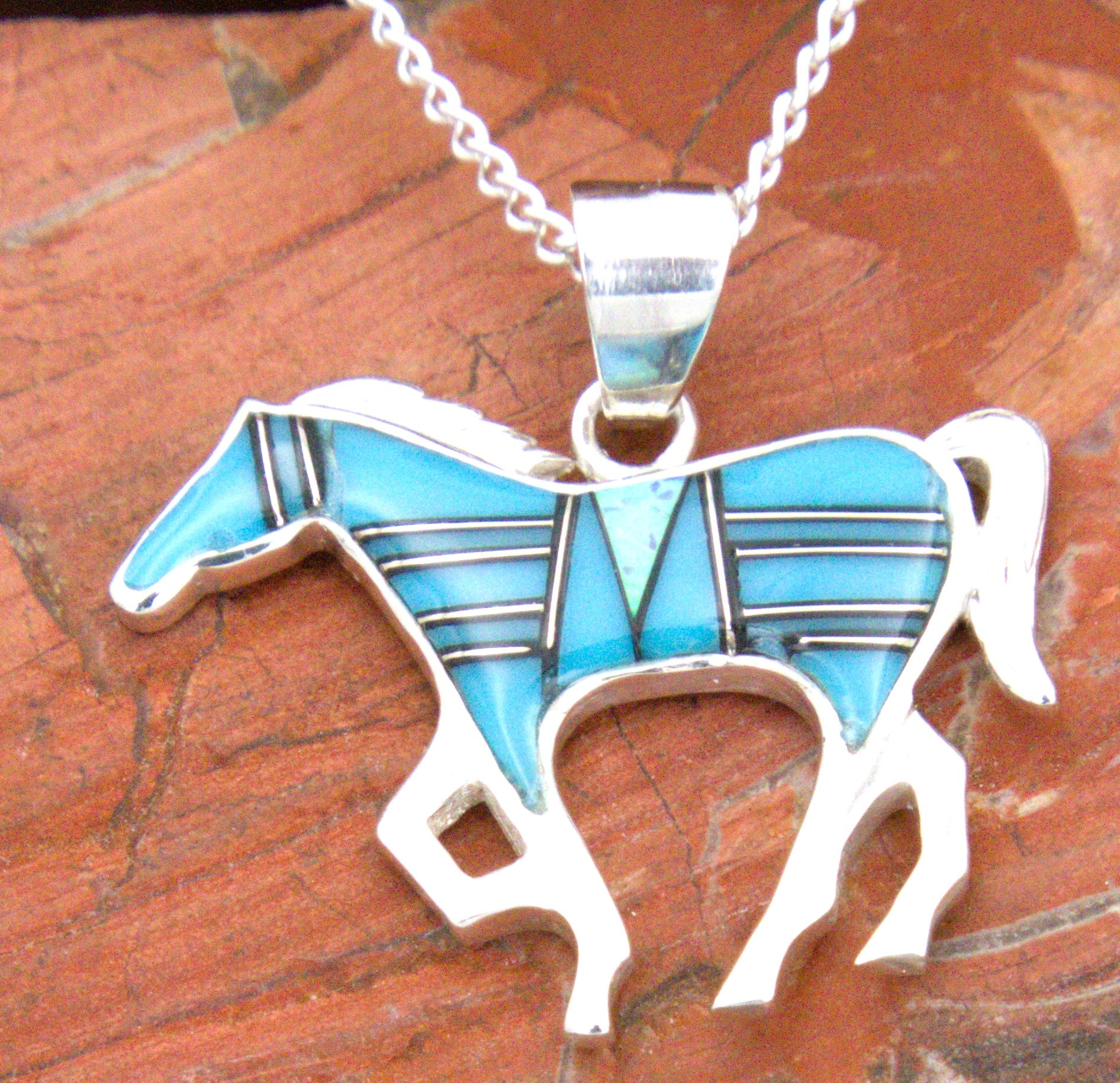 Turquoise Horse Dangle Earrings and Pendant Turquoise Jewelry Set  EOP7PO07
