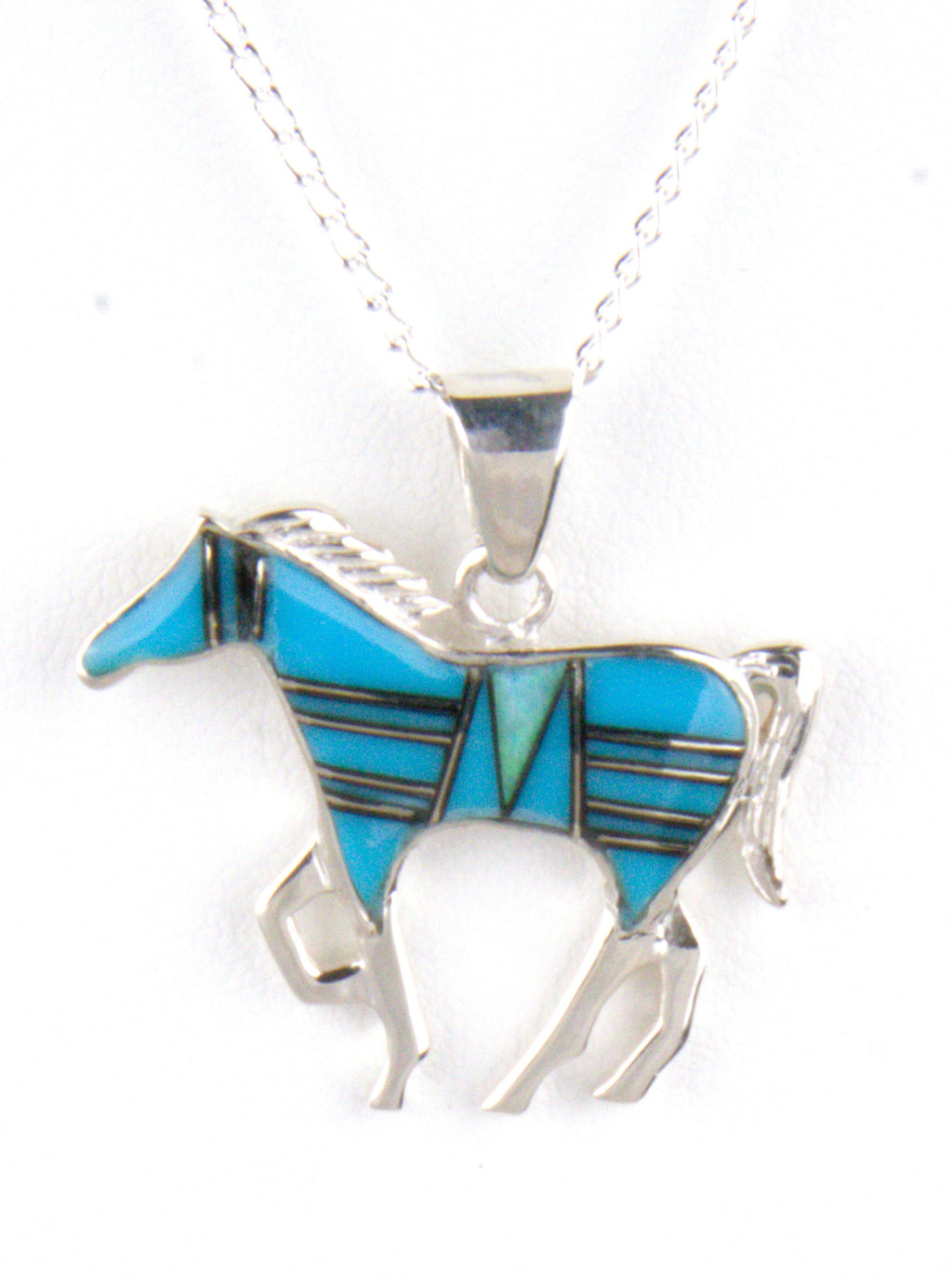 Sterling Silver Turquoise Horse Pendant PO07