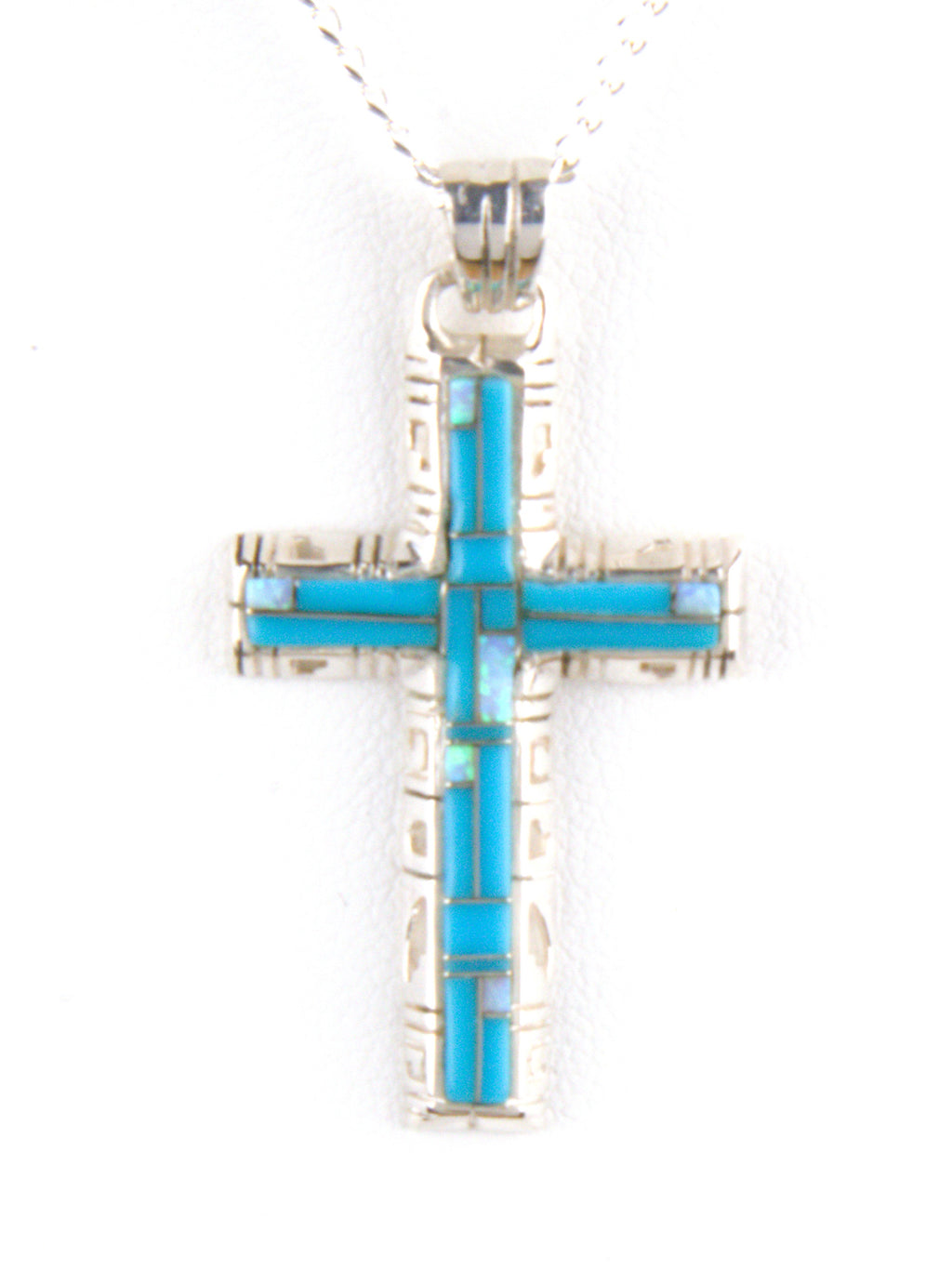 Turquoise Jewelry Sterling Silver Turquoise Cross Pendant PO10