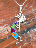 Turquoise Lapis Kokopelli Sterling Silver Pendant Necklace