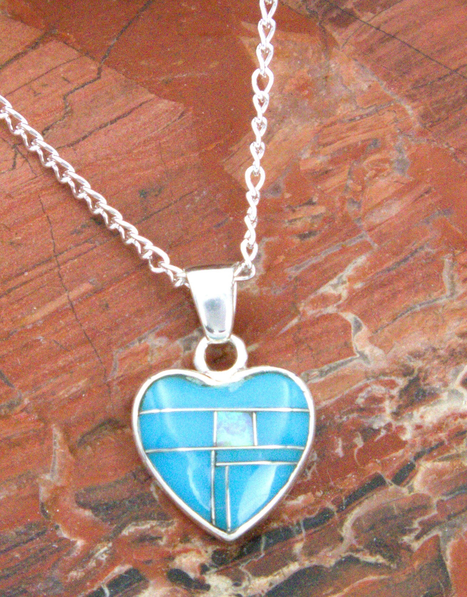 Turquoise Jewelry Sterling Silver Turquoise Opal Heart Pendant PO13