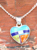 Sterling Silver Turquoise Lapis Opal Heart Pendant PO14