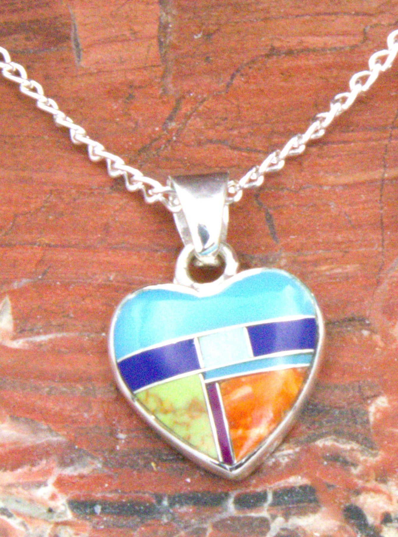 Heart Dangle Earrings and Pendant Turquoise Jewelry Set  EO13PO14