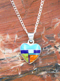 Sterling Silver Turquoise Lapis Opal Heart Pendant PO14