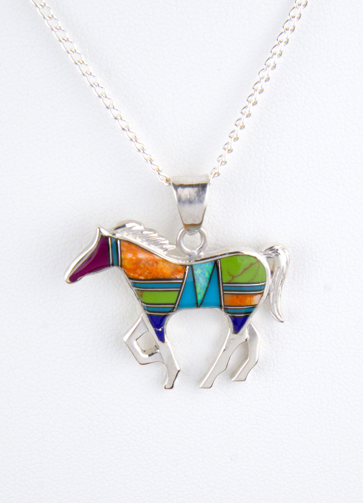 Turquoise Lapis Horse Pendant Necklace