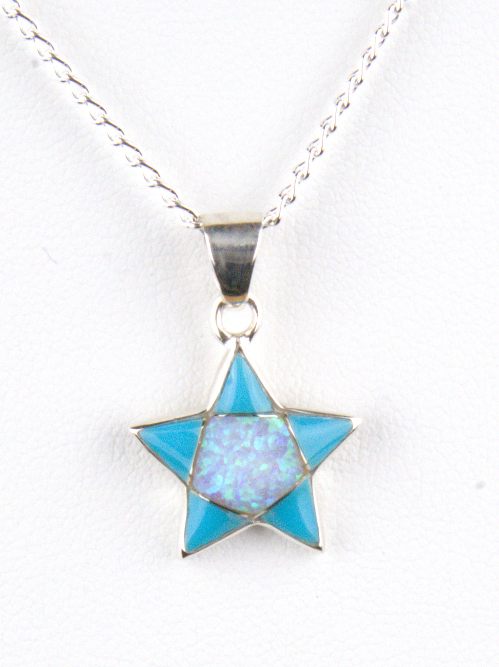 Sterling Silver Turquoise Opal Star Pendant PO16