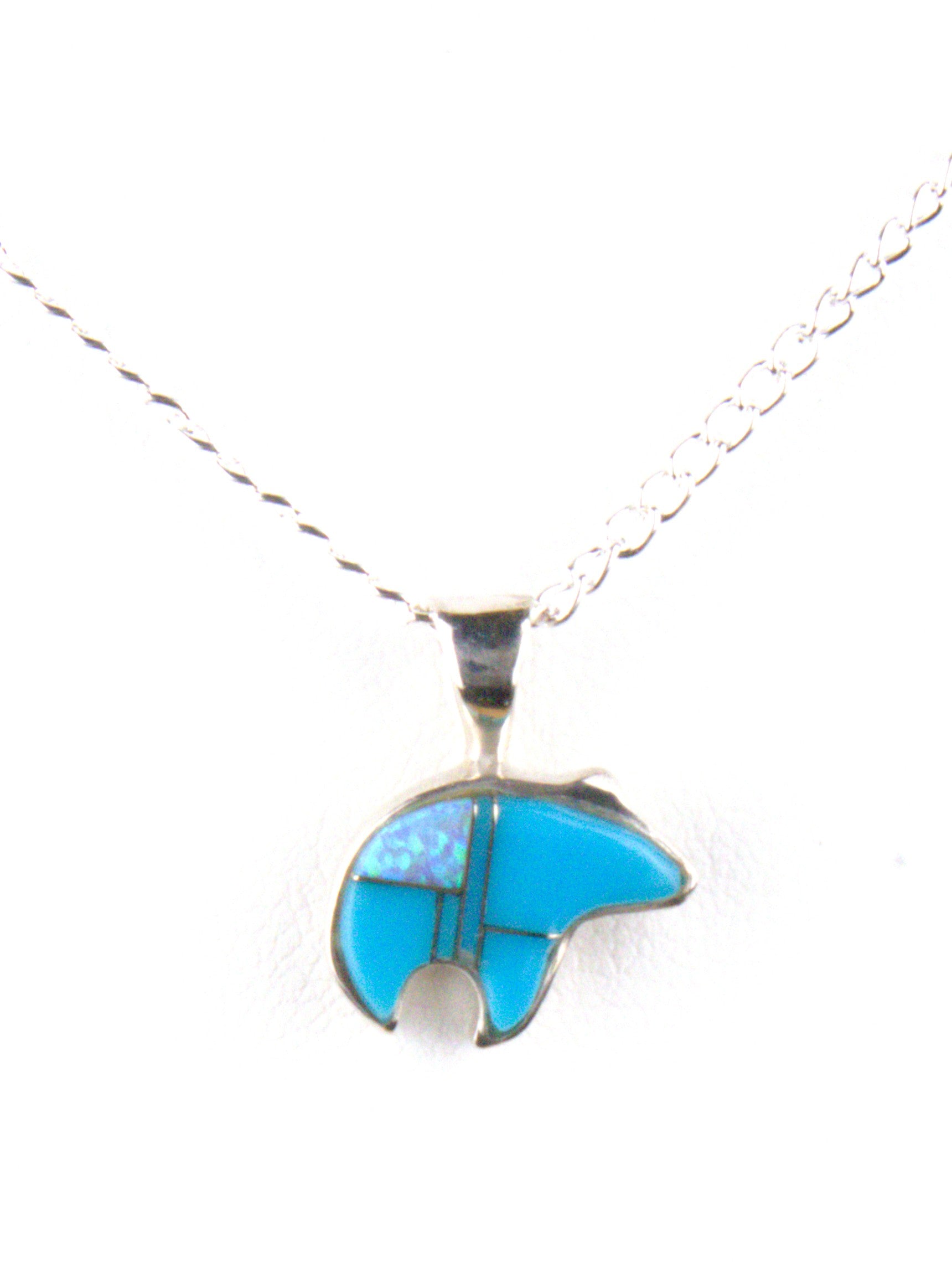 Bear Dangle Earrings Pendant Sterling Silver Turquoise Jewelry Set