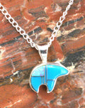 Sterling Silver Turquoise Opal Bear Pendant PO19