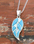 Sterling Silver Turquoise Opal Leaf Pendant PO28