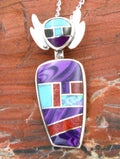 Sterling Silver Turquoise Coral Kachina Pendant PO30