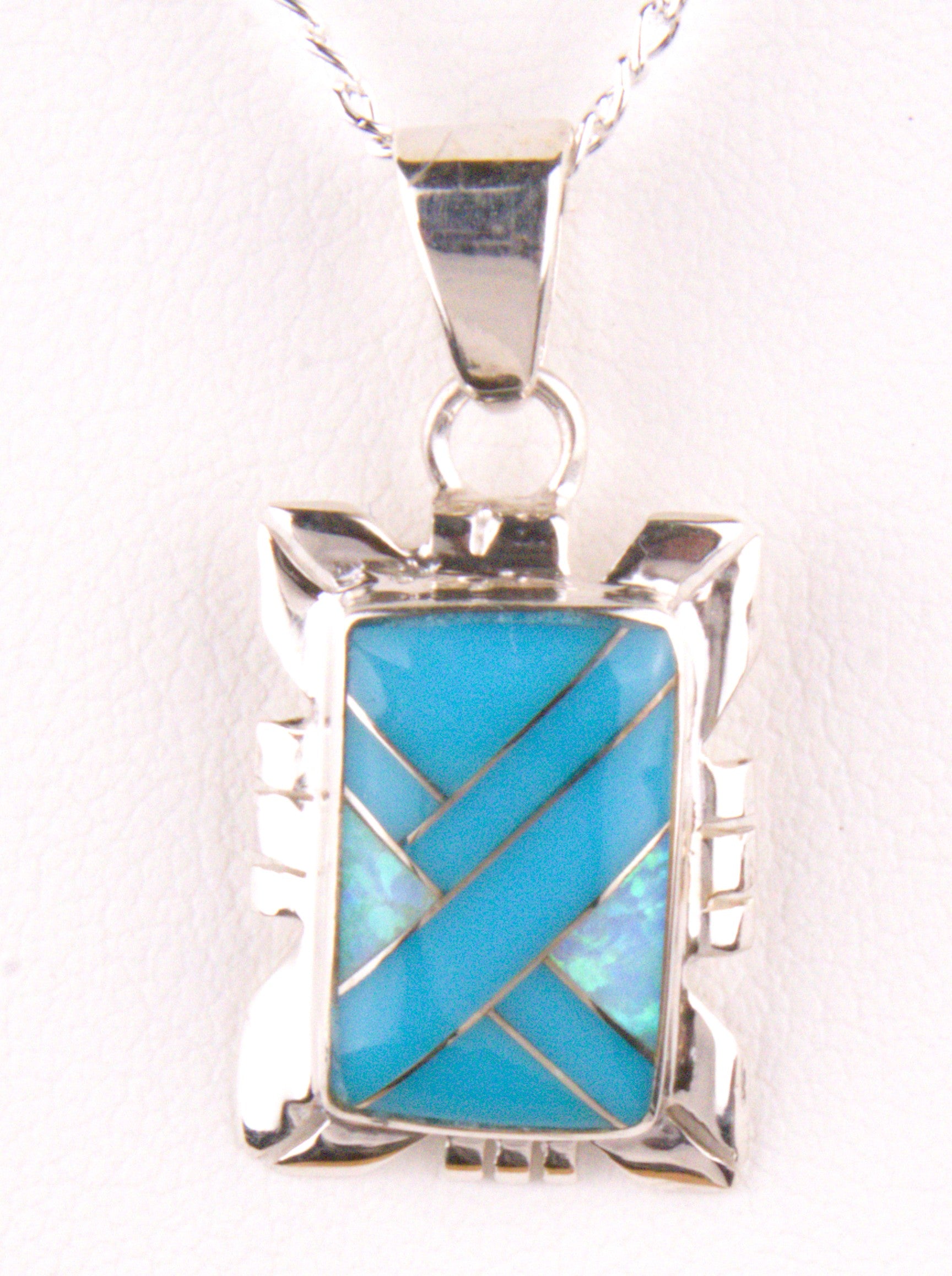 Sterling Silver Turquoise Opal Pendant PO33