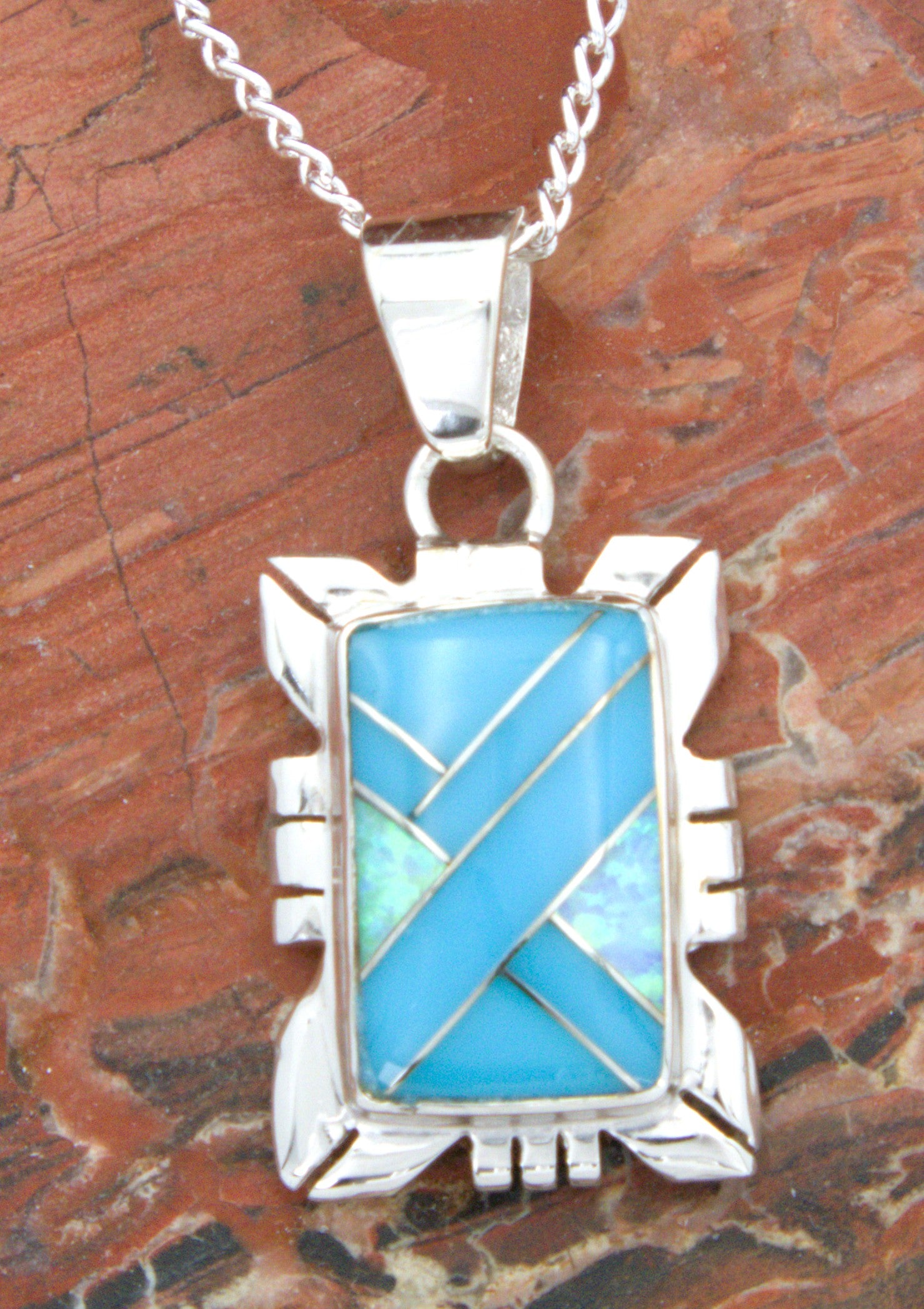 Turquoise Jewelry Sterling Silver Turquoise Opal Pendant PO33