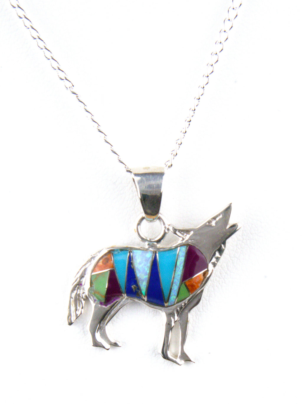 Coyote Pendant and Dangle Earrings Turquoise Jewelry Set