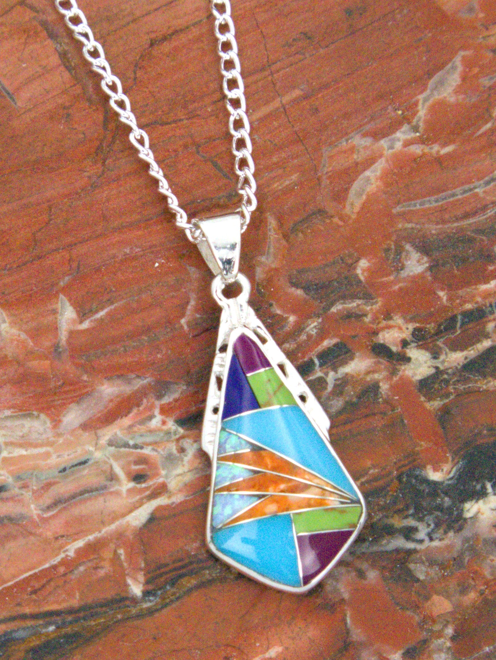 Turquoise Jewelry Sterling Silver Turquoise Opal Pendant PO36