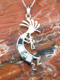 White Buffalo Turquoise Kokopelli Pendant