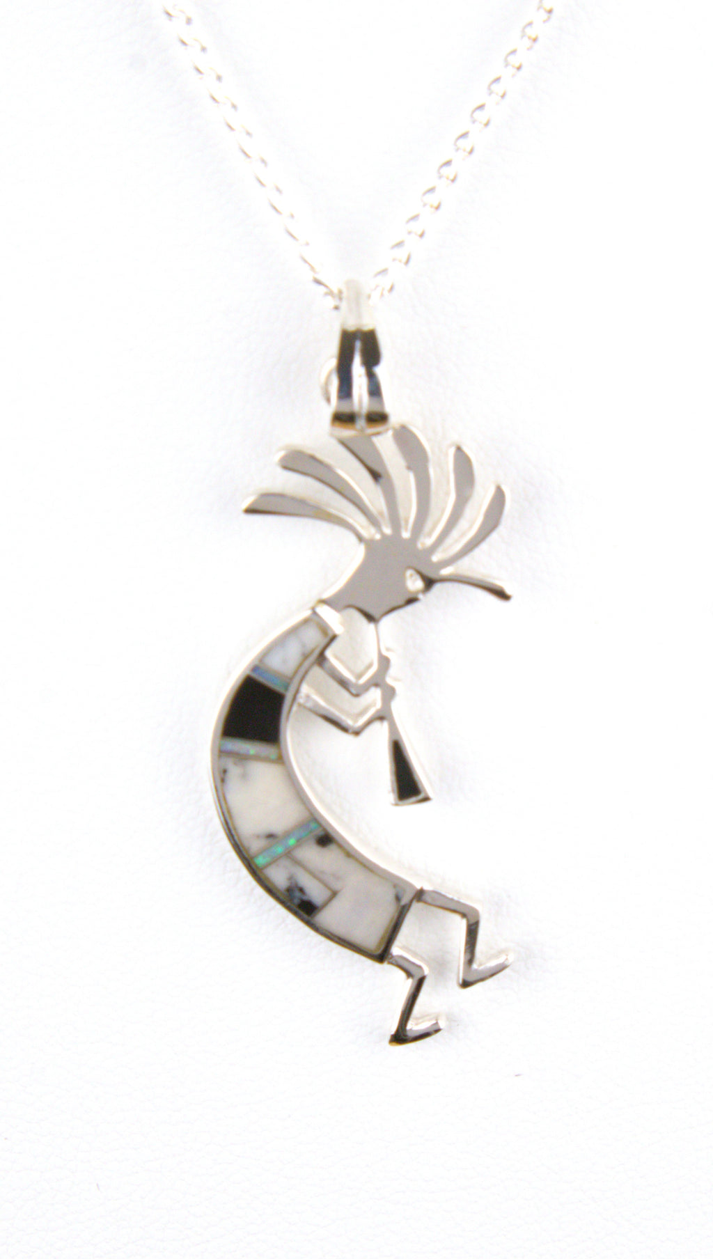 White Buffalo Turquoise Kokopelli Pendant
