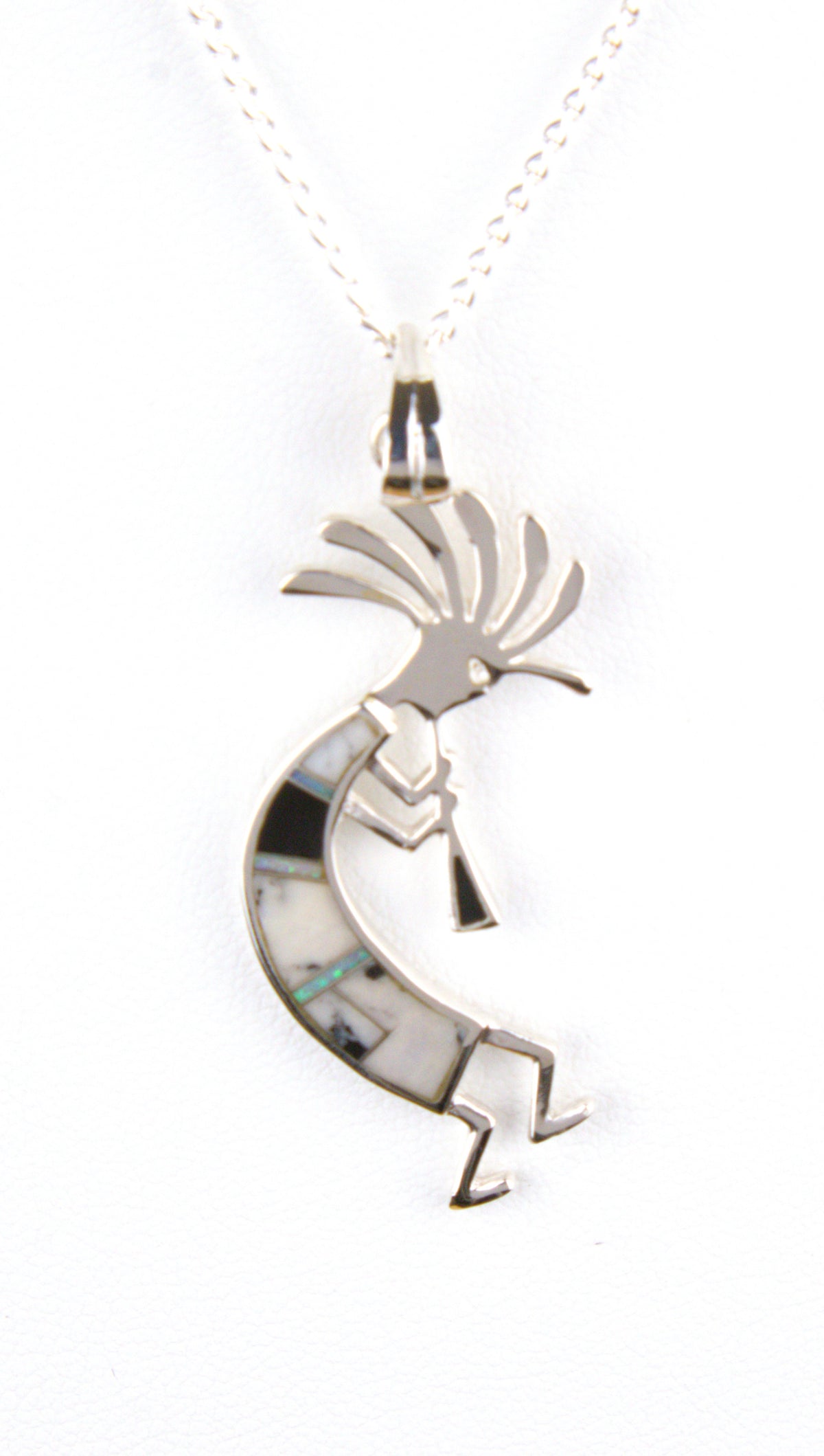 White Buffalo Turquoise Kokopelli Pendant