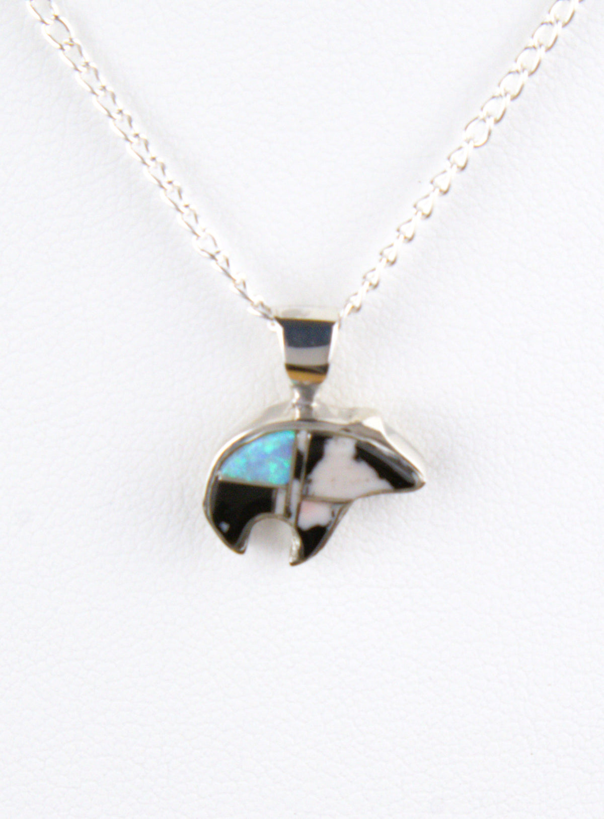 White Buffalo Turquoise Bear Pendant