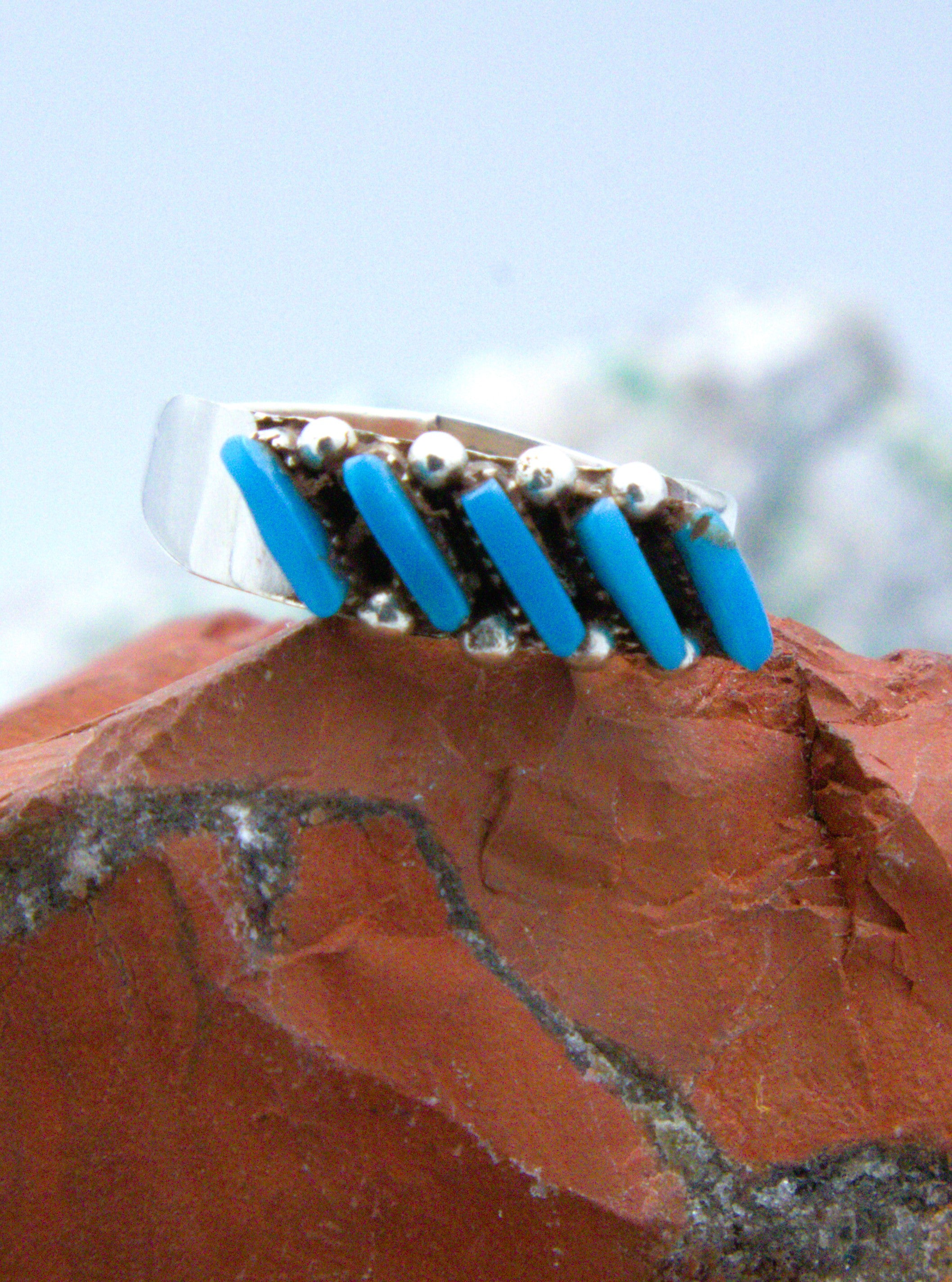 Turquoise Peti-Point Zuni Ring