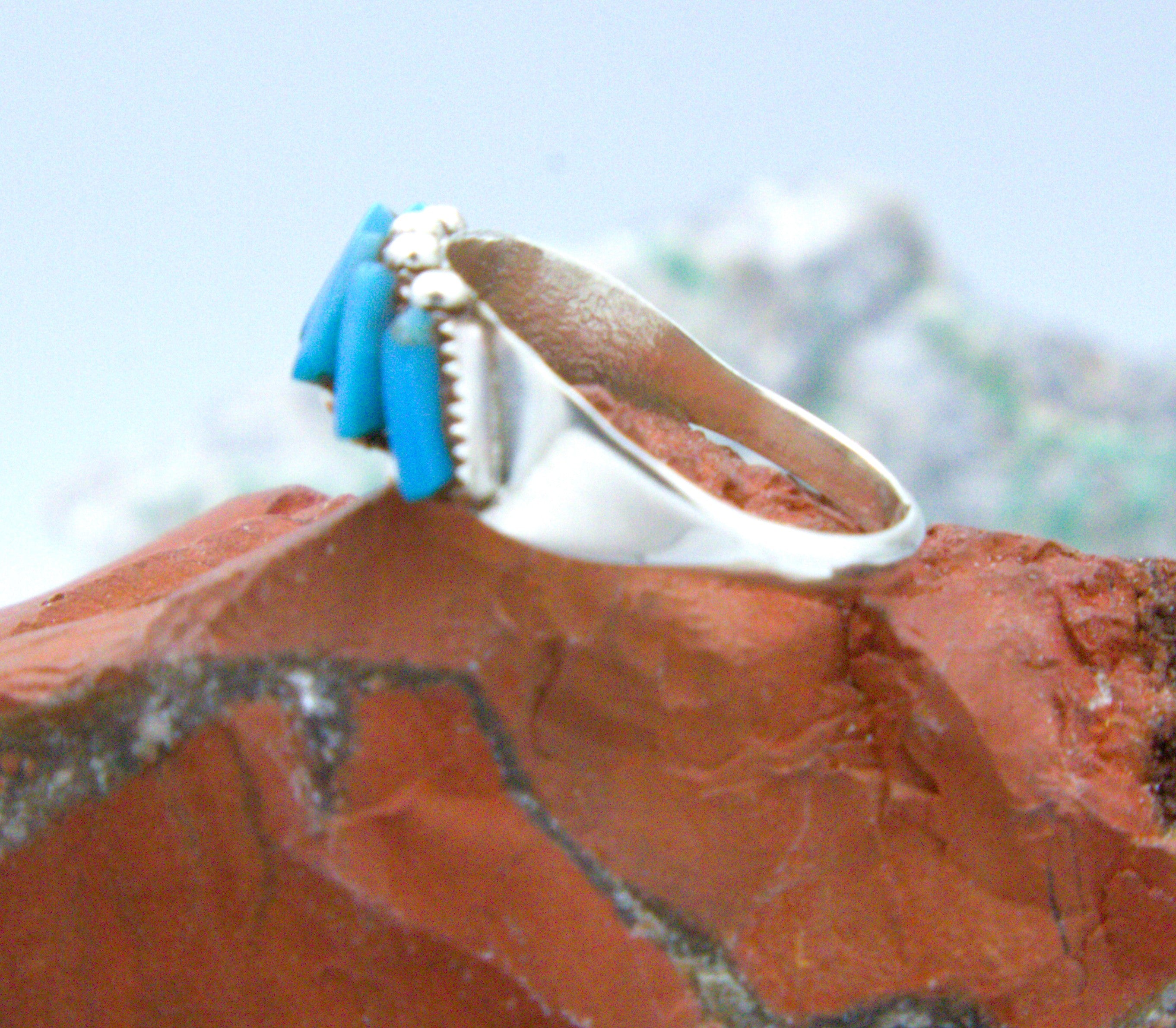 Turquoise Peti-Point Zuni Ring