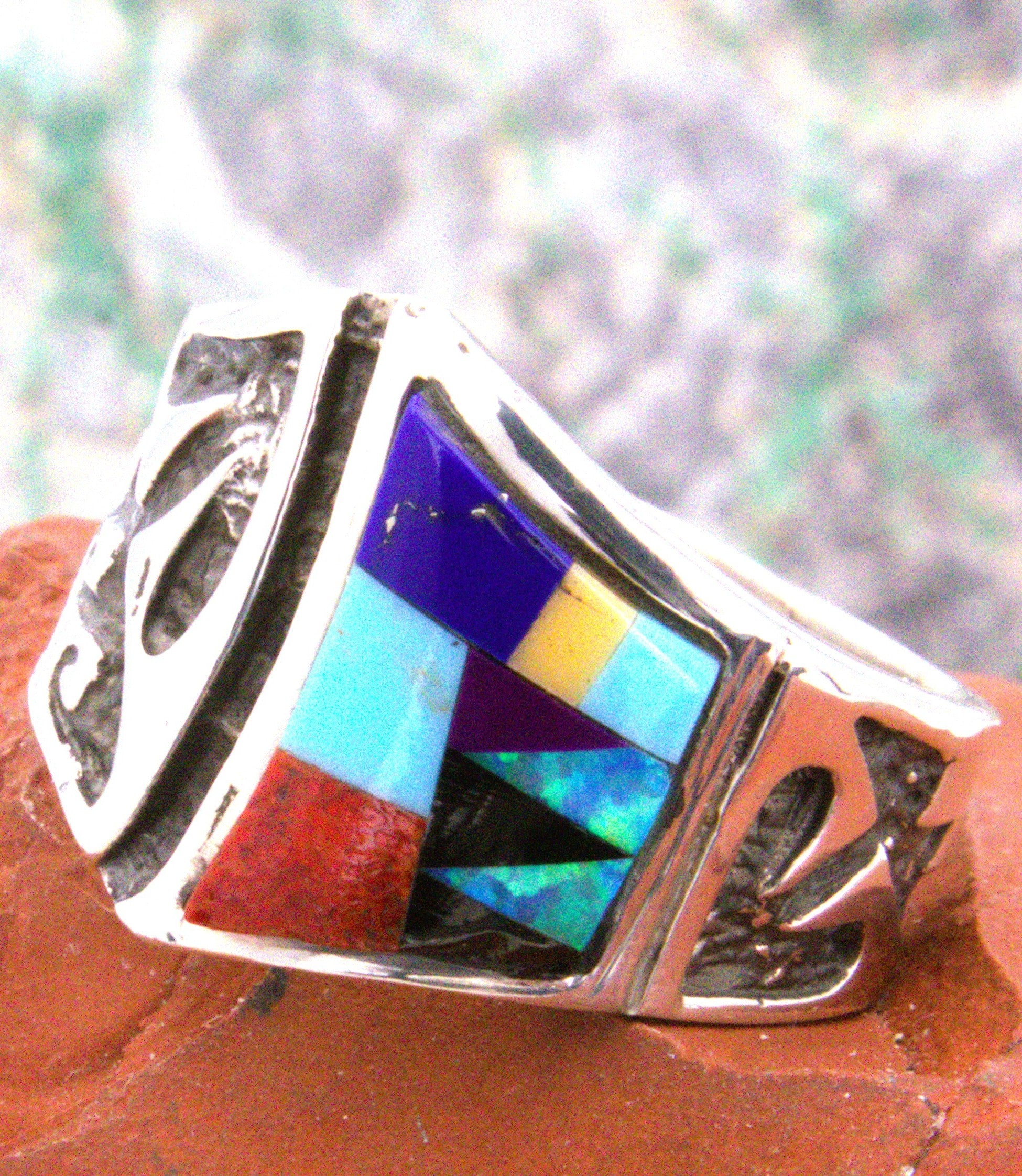 Turquoise Jewelry Sterling Silver Turquoise Coral Ring RO10