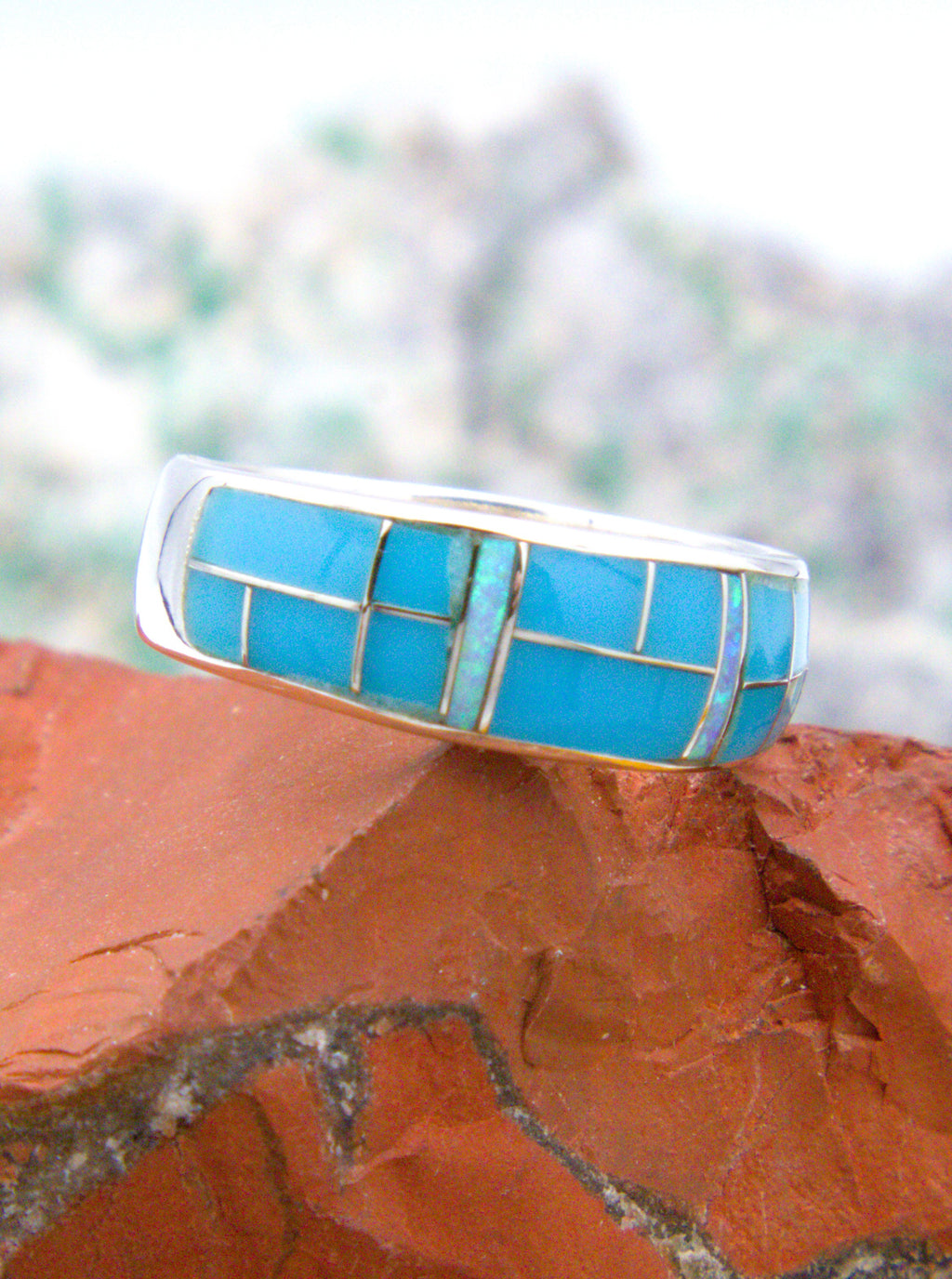 Turquoise and Opal Southwestern Turquoise Ring