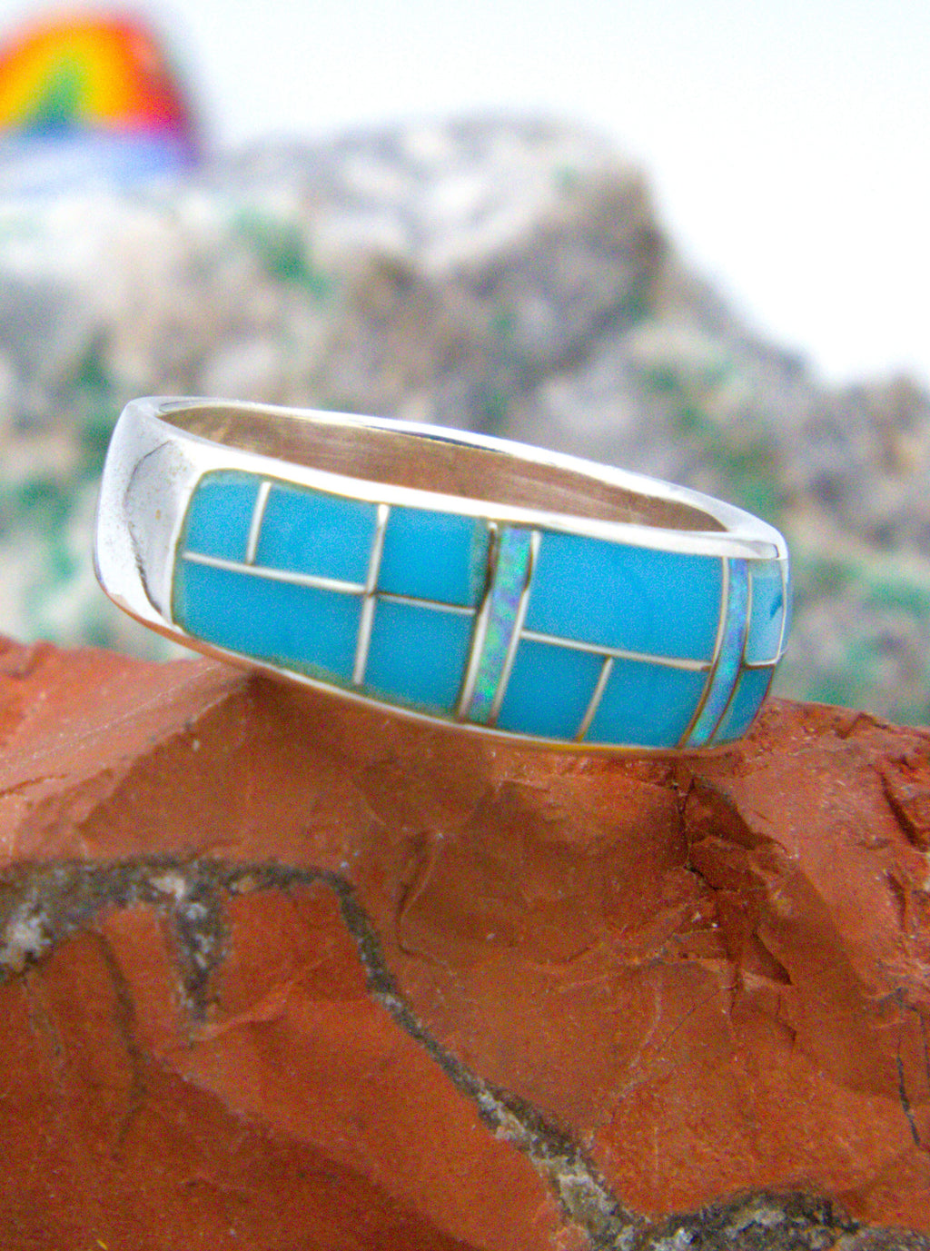 Turquoise and Opal Southwestern Turquoise Ring