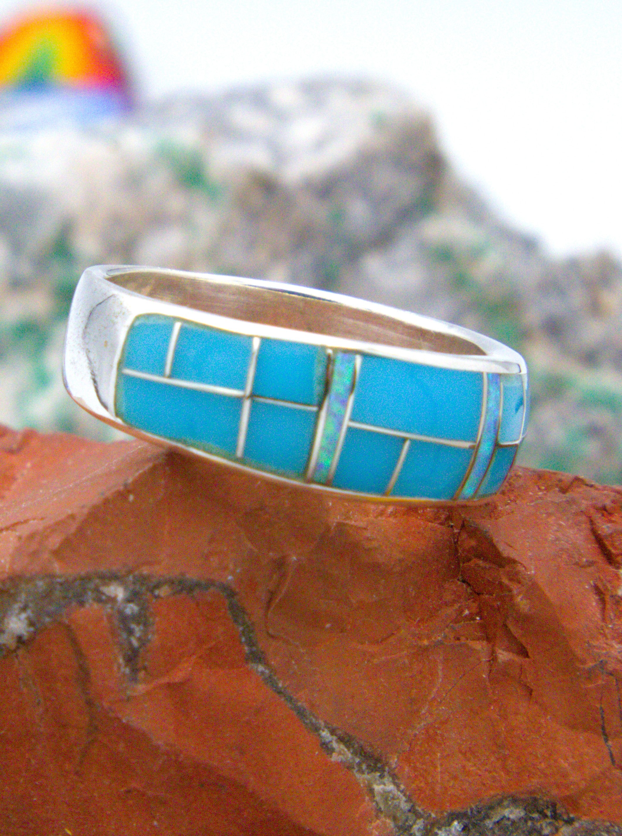 Turquoise and Opal Southwestern Turquoise Ring